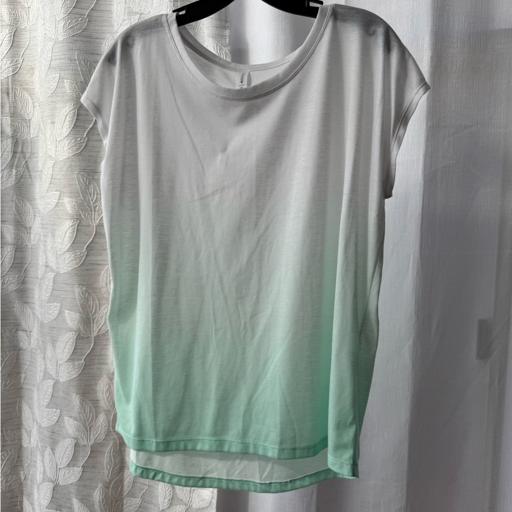 White and Green Relaxed Cap Sleeve Tee